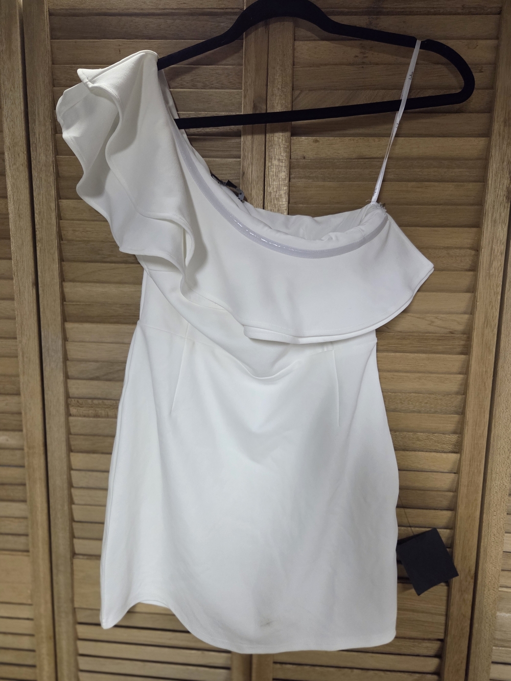 Lulus Asymmetric One-Shoulder White Ruffle Mini Dress